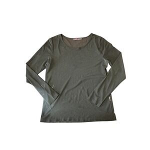 Crazy‎ Train Top Womens Large Long Sleeve Scoop Neck Sheer Casual Shirt Capsule